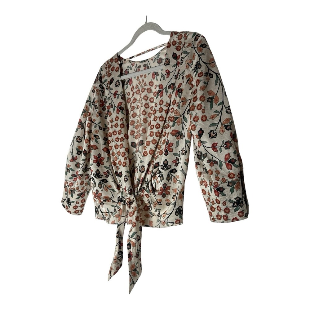New BA&SH Top Women's Small Floral Luxury Long Sleeve Open Back Fall Formal - Picture 10 of 12